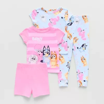 Toddler Girls Bluey Crew Neck Short Sleeve 4-pc. Pajama Sets