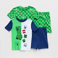 Little & Big Kid Boys Minecraft Crew Neck Short Sleeve 4-pc. Pajama Sets
