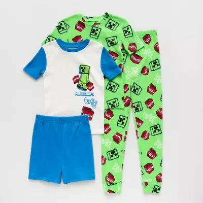 Little & Big Kid Boys Minecraft Crew Neck Short Sleeve 4-pc. Pajama Sets