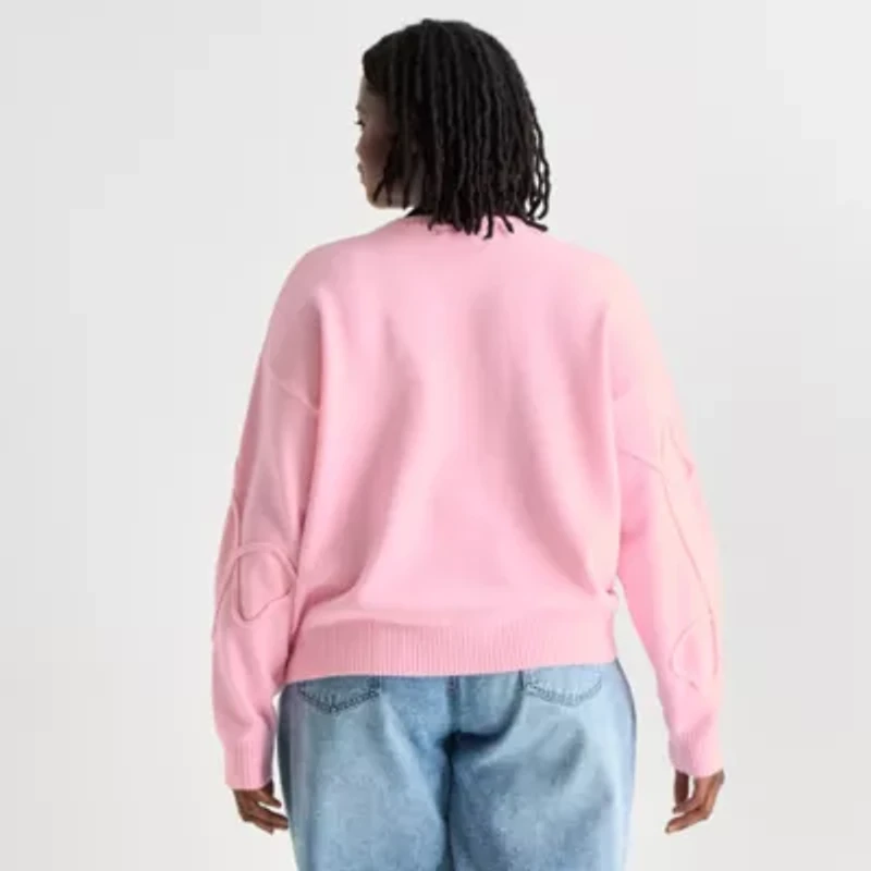 Forever 21 Juniors Plus Womens Crew Neck Long Sleeve Pullover Sweater