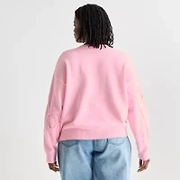 Forever 21 Juniors Plus Womens Crew Neck Long Sleeve Pullover Sweater