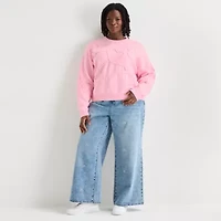 Forever 21 Juniors Plus Womens Crew Neck Long Sleeve Pullover Sweater