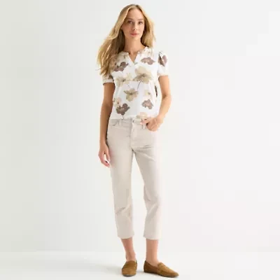 Liz Claiborne Womens Petite Ankle High Rise Pant