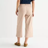 Liz Claiborne Womens Wide Leg Mid Rise Cropped Pant