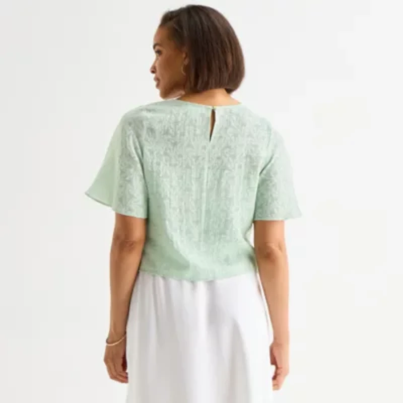Liz Claiborne Womens Short Sleeve Blouse