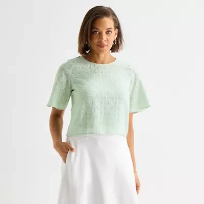 Liz Claiborne Womens Short Sleeve Blouse