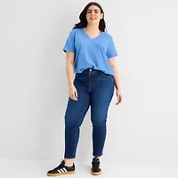 a.n.a Womens Plus V Neck Short Sleeve T-Shirt