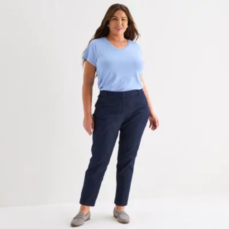Liz Claiborne Emma Womens Plus Straight Mid Rise Ankle Pant