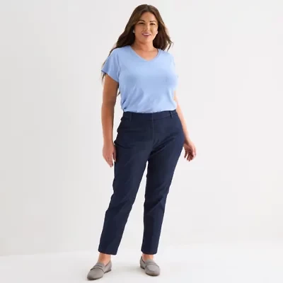Liz Claiborne Emma Womens Plus Straight Mid Rise Ankle Pant