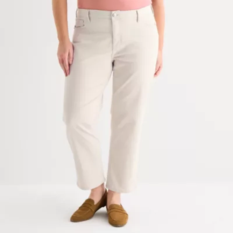 Liz Claiborne Womens Plus Ankle High Rise Pant