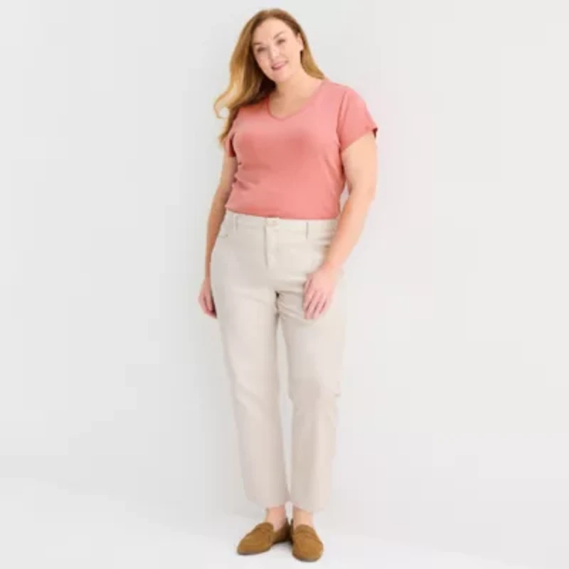 Liz Claiborne Womens Plus Ankle High Rise Pant