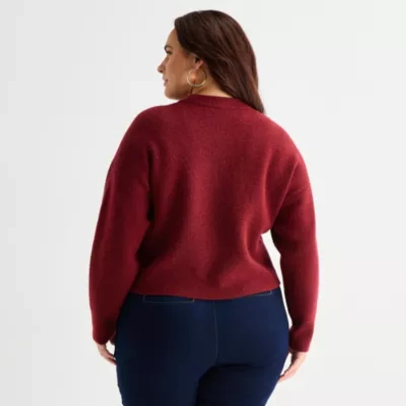 Bold Elements Plus Womens Crew Neck Long Sleeve Pullover Sweater