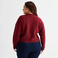 Bold Elements Plus Womens Crew Neck Long Sleeve Pullover Sweater