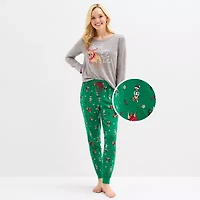 Sleep Chic Womens Crew Neck Long Sleeve 2-pc. Pajama Sets