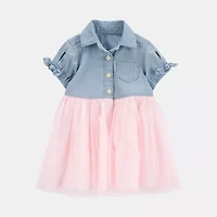 Oshkosh Baby Girls Short Sleeve Fitted A-Line Dress