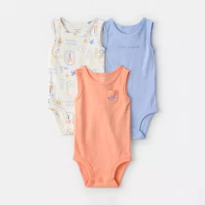 Carter's Baby Boys Round Neck Sleeveless Rib Knit 3-pc. Bodysuit