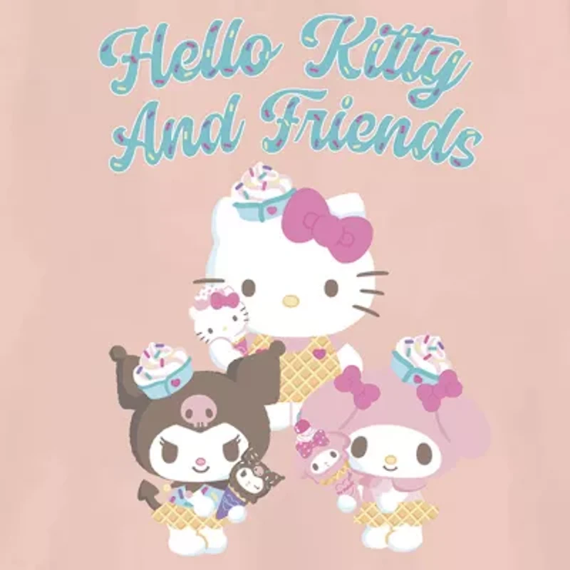 Hello Friends Ice Cream Toddler Girls Crew Neck Short Sleeve Kitty Graphic T-Shirt