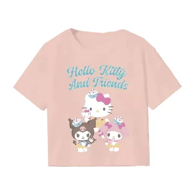 Hello Friends Ice Cream Toddler Girls Crew Neck Short Sleeve Kitty Graphic T-Shirt