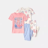 Carter's Toddler Girls Round Neck Short Sleeve 4-pc. Pajama Set