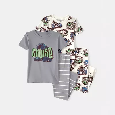 Carter's Toddler Boys Round Neck Short Sleeve 4-pc. Pajama Set