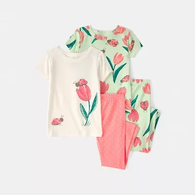 Carter's Toddler Girls Round Neck Short Sleeve 4-pc. Pajama Sets