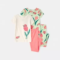 Carter's Toddler Girls Round Neck Short Sleeve 4-pc. Pajama Sets