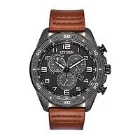 Citizen Mens Chronograph Brown Leather Strap Watch At2447-01e