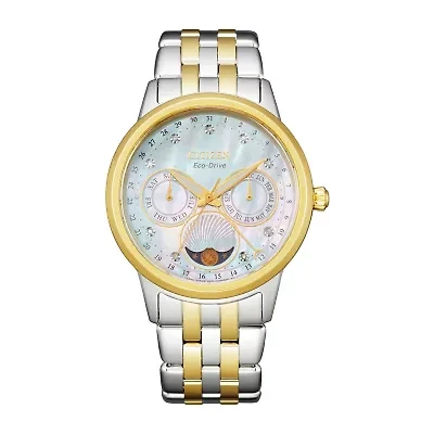 Citizen Calendrier Womens Diamond Accent Two Tone Stainless Steel Bracelet Watch Fd0004-51d