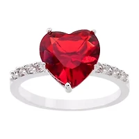 Sparkle Allure Crystal Pure Silver Over Brass Heart Cocktail Ring