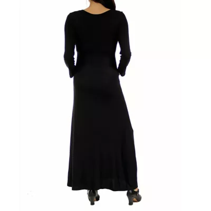 24seven Comfort Apparel Womens Maternity Long Sleeve Maxi Dress