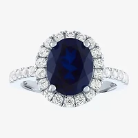 Womens Lab Created Blue Sapphire Sterling Silver Cocktail Ring