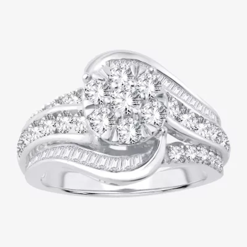 Womens 2 CT. T.W. Natural White Diamond 10K Gold Round Engagement Ring