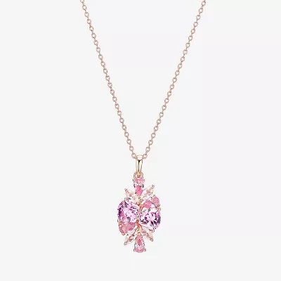 Womens Lab Created Multi Color 14K Rose Gold Over Silver 18 Inch Pendant Necklace