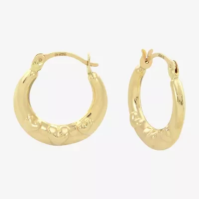 Womens 14K Gold 15mm Heart Hoop Earrings
