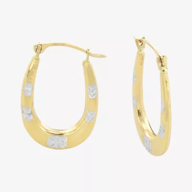 Womens 14K Two Tone Gold 22mm Round Hoop Earrings