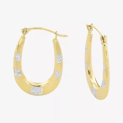 Womens 14K Two Tone Gold 22mm Round Hoop Earrings