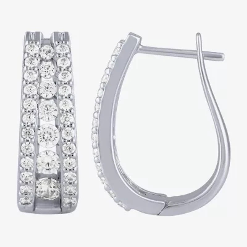 (G / Si2) Womens 1 1/2 CT. T.W. Lab Grown White Diamond 14K Gold 20.9mm Hoop Earrings