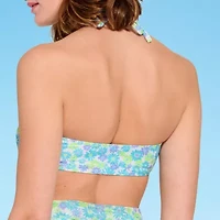 Decree Womens Adjustable Straps Floral Juniors Bandeau Bikini Swimsuit Top