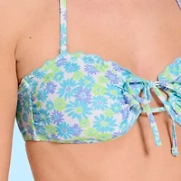 Decree Womens Adjustable Straps Floral Juniors Bandeau Bikini Swimsuit Top
