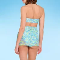 Decree Womens Adjustable Straps Floral Juniors Bandeau Bikini Swimsuit Top