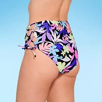 Decree Womens Tropical High Waist Hipster Bikini Swimsuit Bottom Juniors