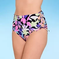 Decree Womens Tropical High Waist Hipster Bikini Swimsuit Bottom Juniors