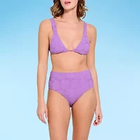 Decree Textured Triangle Bikini Swimsuit Top Juniors