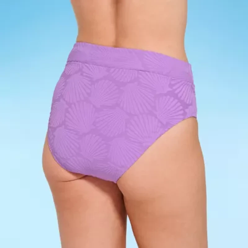 Decree Womens Lined Textured Juniors High Waist Bikini Swimsuit Bottom