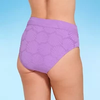 Decree Womens Lined Textured Juniors High Waist Bikini Swimsuit Bottom