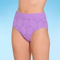 Decree Womens Lined Textured Juniors High Waist Bikini Swimsuit Bottom