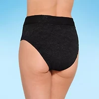 Decree Womens Lined Textured Juniors High Waist Bikini Swimsuit Bottom