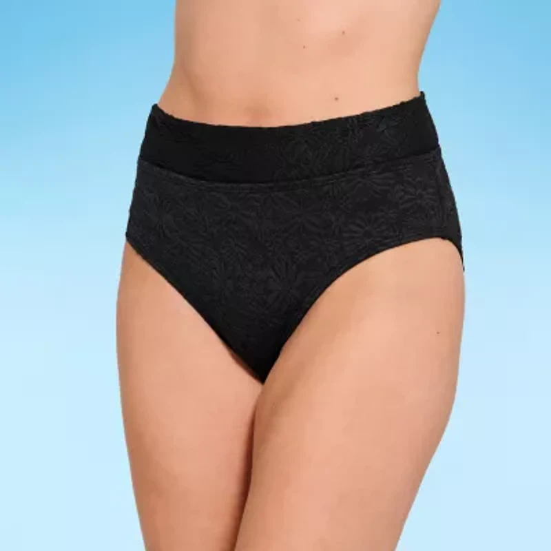 Decree Womens Lined Textured Juniors High Waist Bikini Swimsuit Bottom