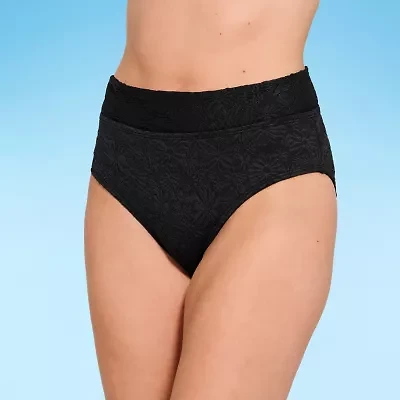 Decree Womens Lined Textured Juniors High Waist Bikini Swimsuit Bottom