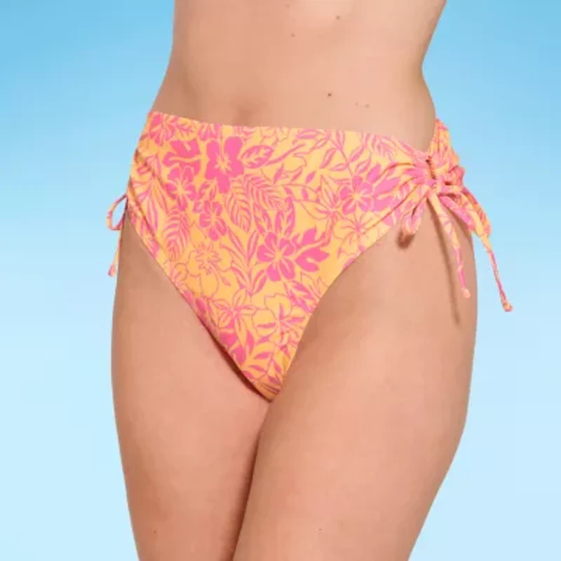 Decree Womens Lined Floral Juniors High Waist Bikini Swimsuit Bottom